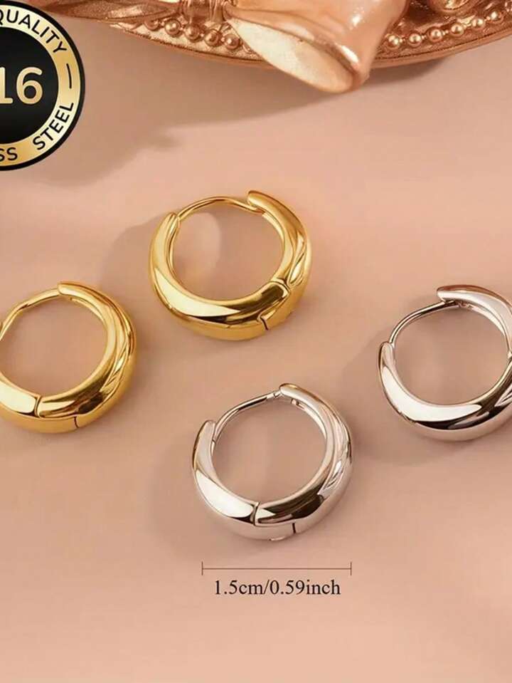 18K Gold Plated French Hoop Earrings