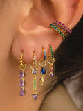 7-piece Multicolor Zirconia Earrings