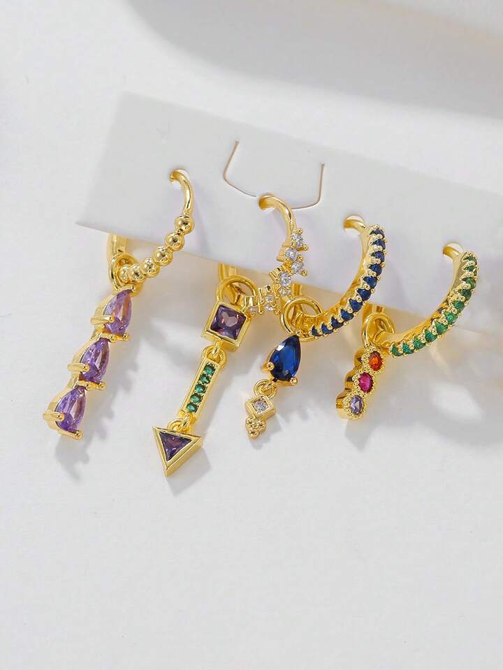 7-piece Multicolor Zirconia Earrings