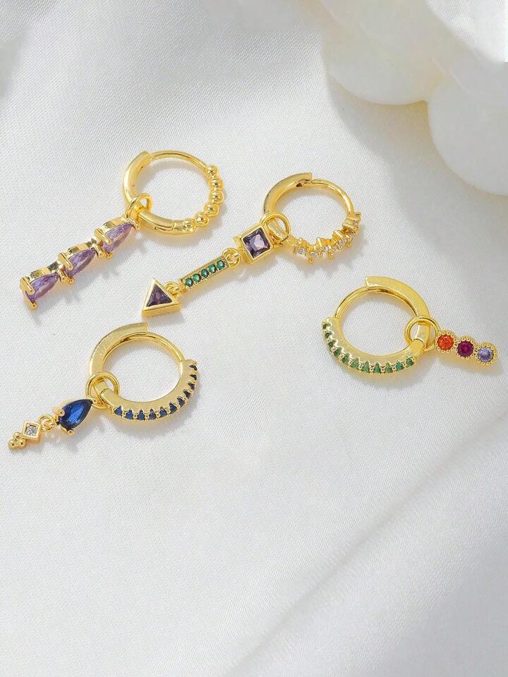 7-piece Multicolor Zirconia Earrings