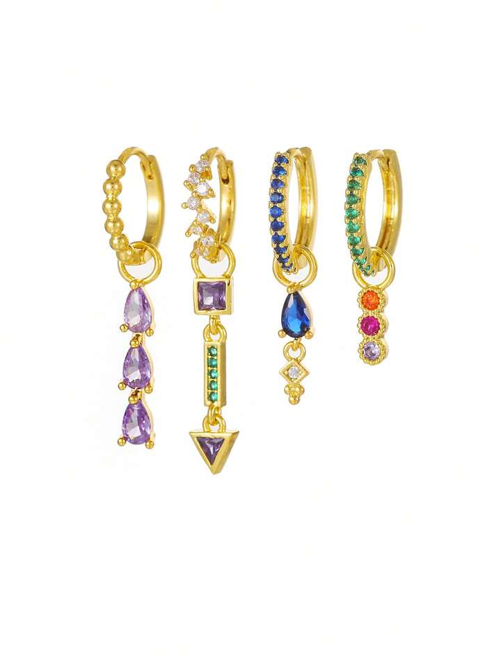 7-piece Multicolor Zirconia Earrings