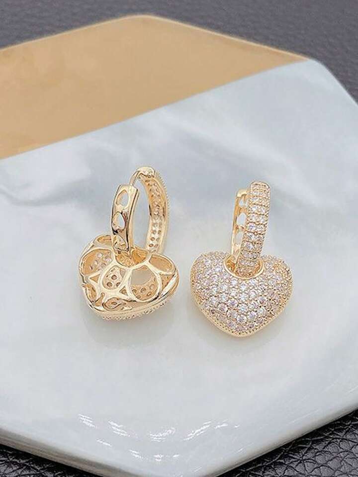 Sparkling Cubic Zirconia Heart Drop Earrings