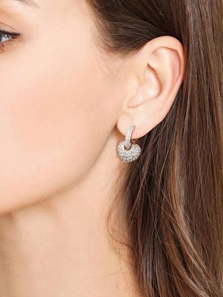 Sparkling Cubic Zirconia Heart Drop Earrings