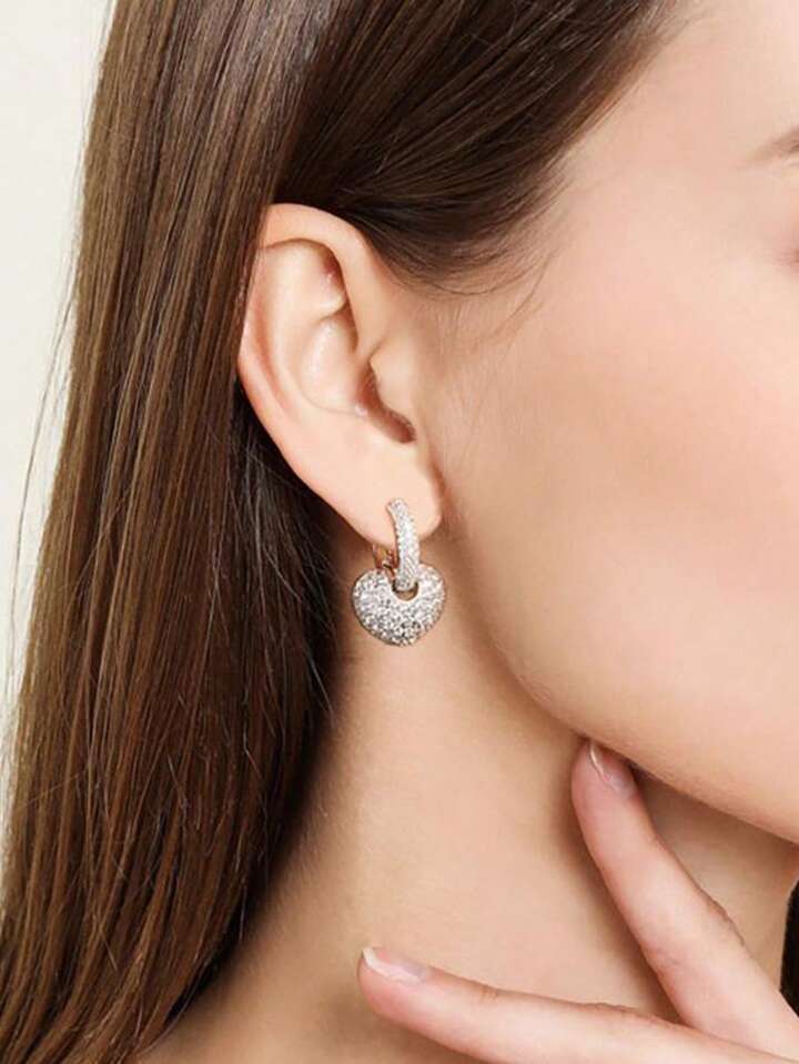 Sparkling Cubic Zirconia Heart Drop Earrings