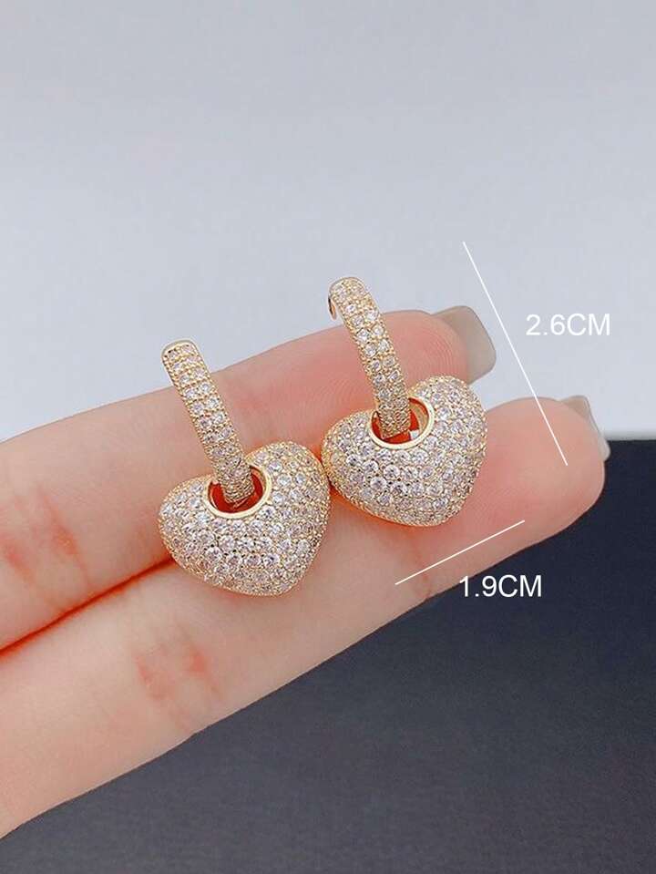 Sparkling Cubic Zirconia Heart Drop Earrings