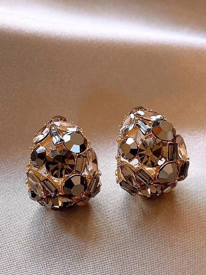 Retro Glass Inlay Hoop Earrings European Style