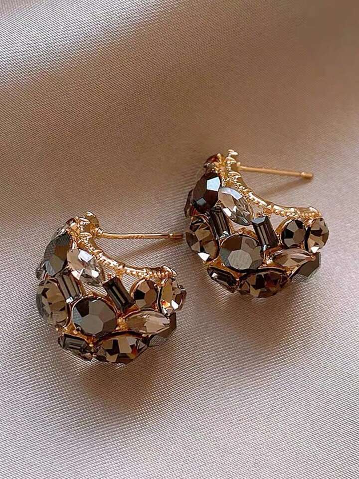 Retro Glass Inlay Hoop Earrings European Style