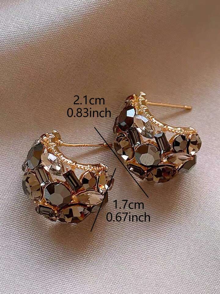 Retro Glass Inlay Hoop Earrings European Style