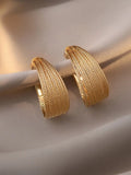 Textured C-Shaped Metal Earrings