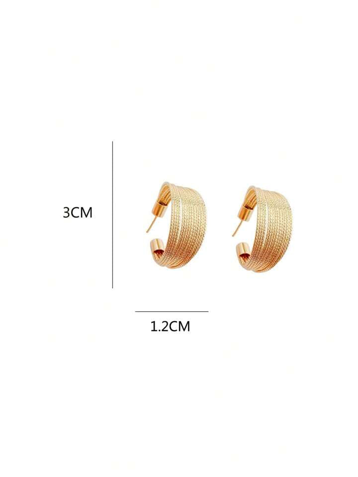 Textured C-Shaped Metal Earrings