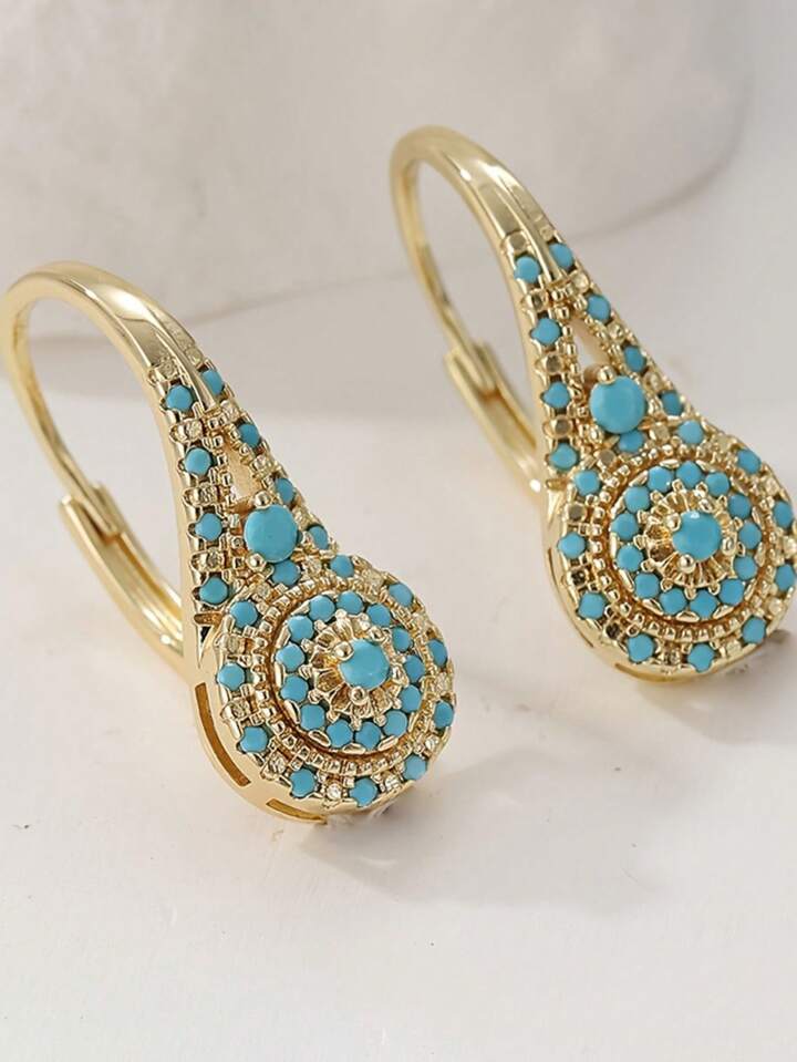 Elegant Synthetic Turquoise Teardrop Earrings