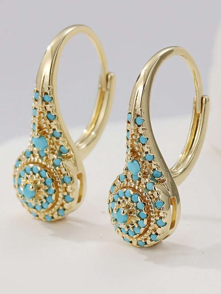 Elegant Synthetic Turquoise Teardrop Earrings