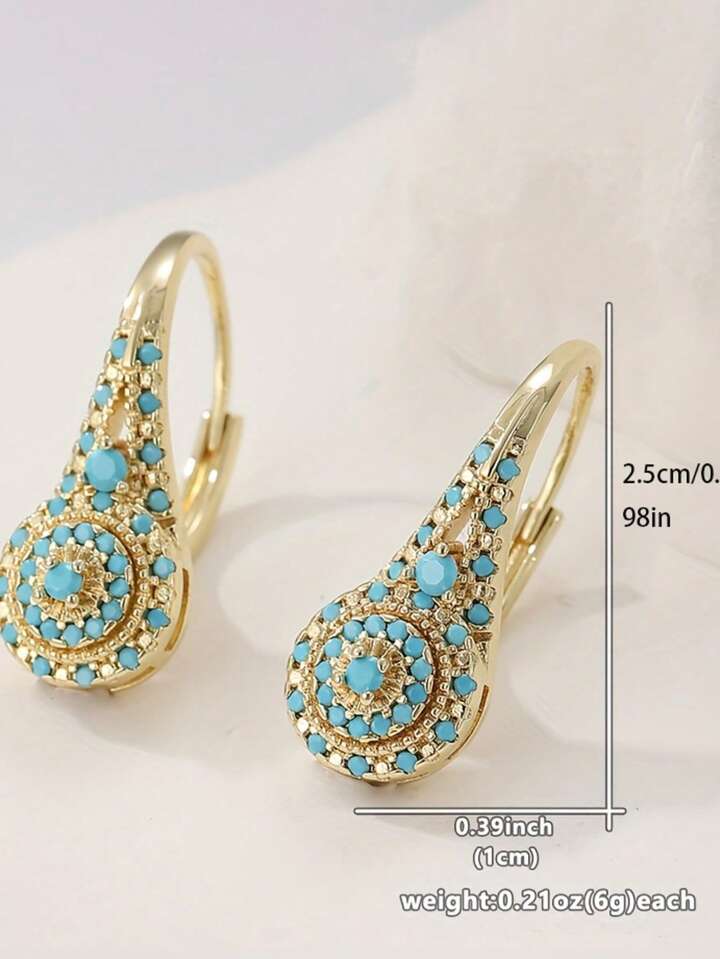 Elegant Synthetic Turquoise Teardrop Earrings