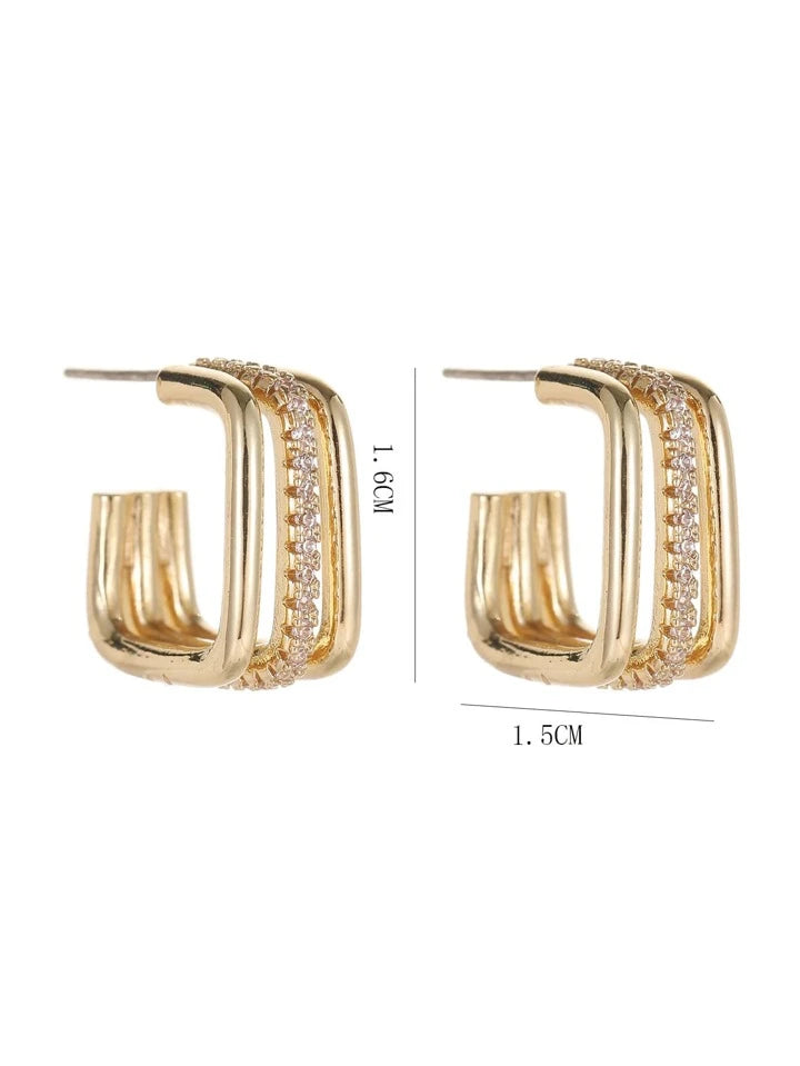 Geometric Cubic Zirconia Cuff Hoop Earrings