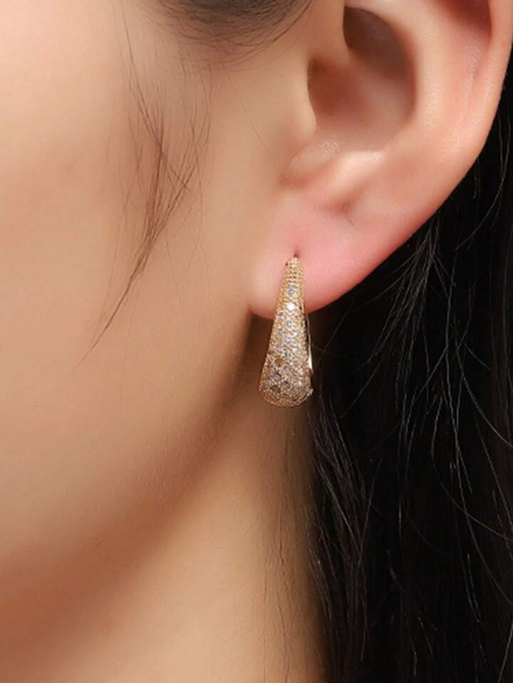 Fashion Zirconia Wing Design Clip-On Earrings with Faux Pearl
