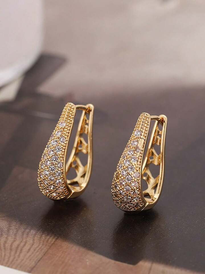 Fashion Zirconia Wing Design Clip-On Earrings with Faux Pearl