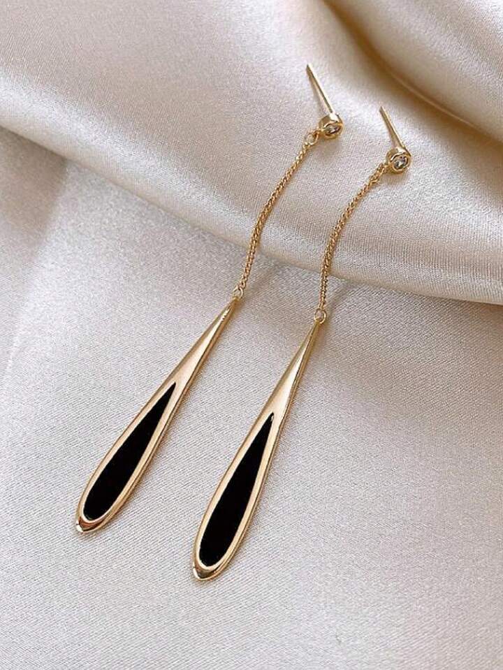 European & American Black Tassel Drop Earrings