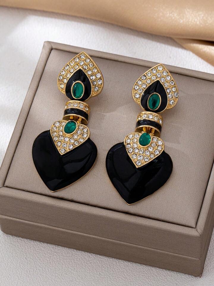 Luxury Rhinestone Heart Earrings for Women