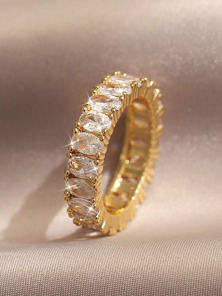 18K Gold Plated Oval Cubic Zirconia Ring