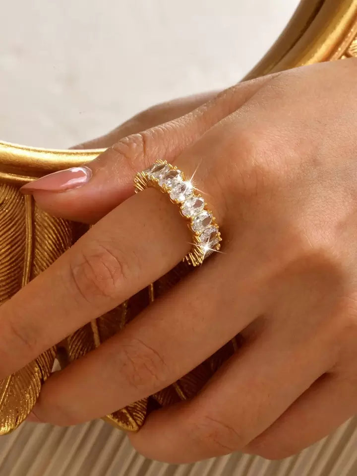 18K Gold Plated Oval Cubic Zirconia Ring