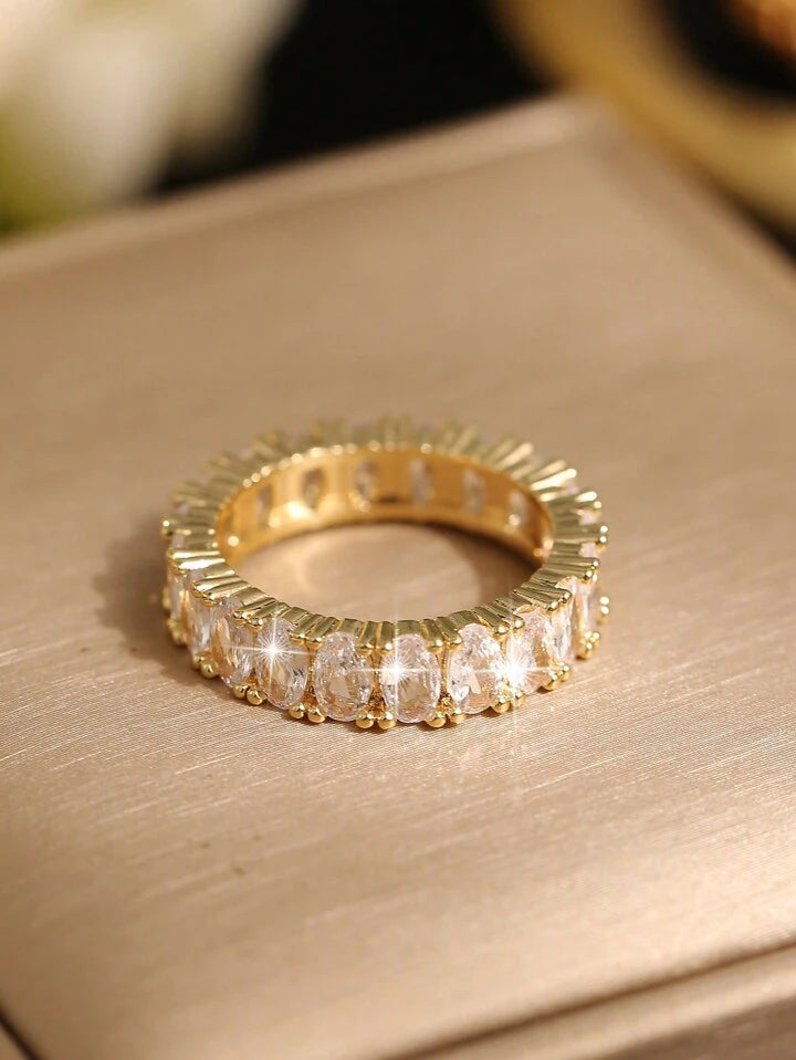18K Gold Plated Oval Cubic Zirconia Ring