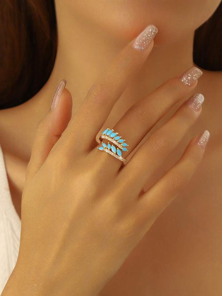 Wheat Ear Turquoise Adjustable Ring for Women