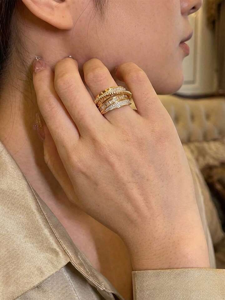 Minimalist Rhinestone Lightweight Inlaid Open Ring