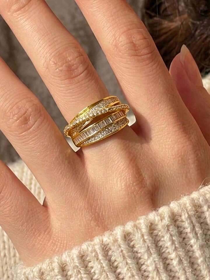 Minimalist Rhinestone Lightweight Inlaid Open Ring