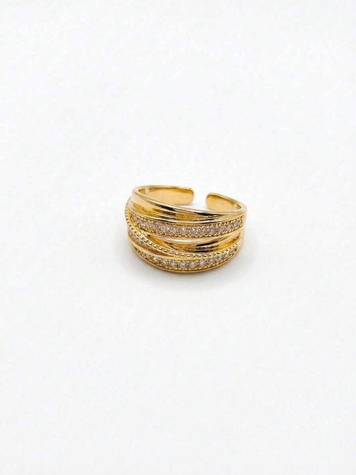 Minimalist Rhinestone Lightweight Inlaid Open Ring