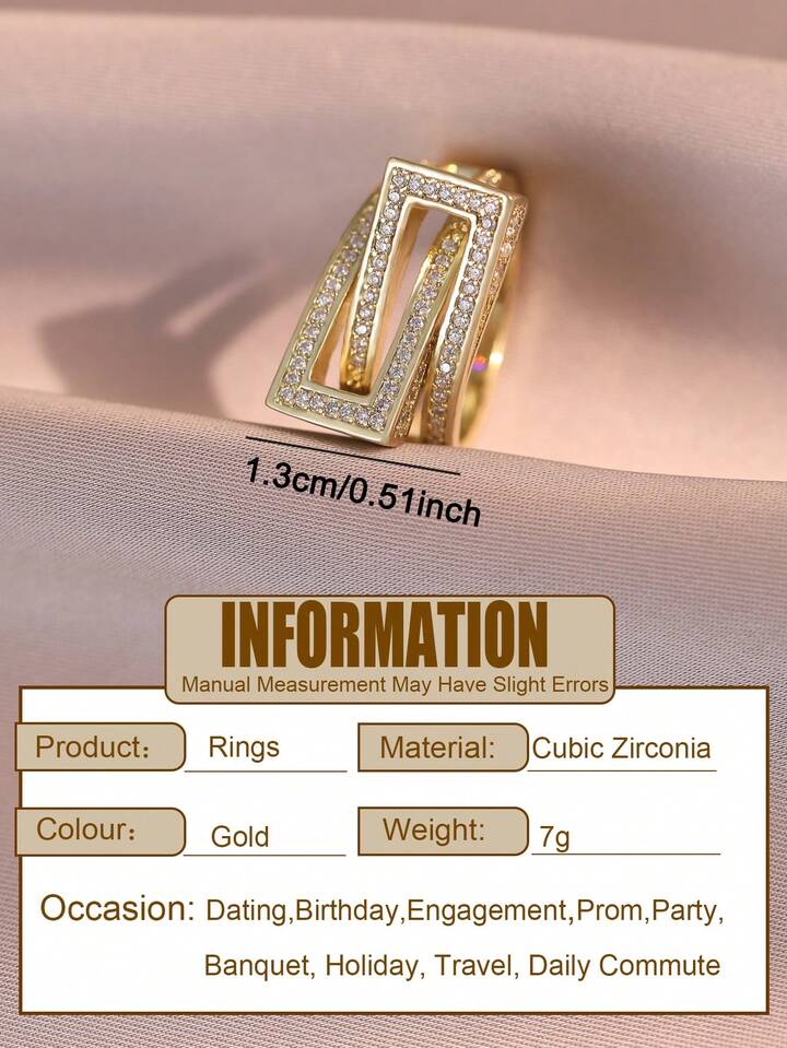 Geometric Criss-Cross Cubic Zirconia Ring