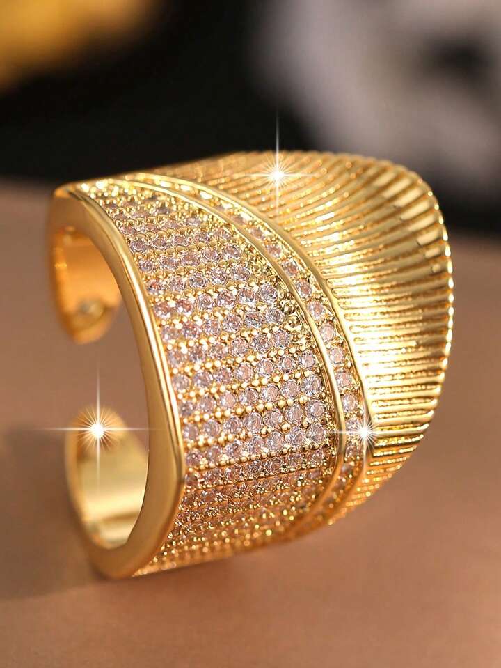Gorgeous Geometric Cubic Zirconia Adjustable Ring