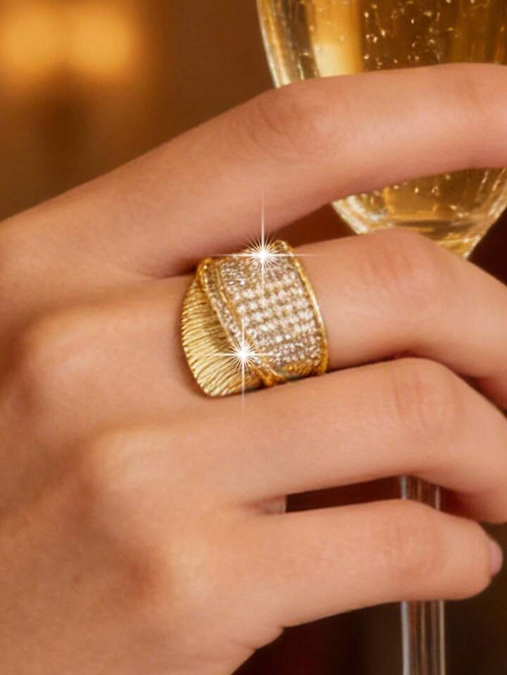 Gorgeous Geometric Cubic Zirconia Adjustable Ring
