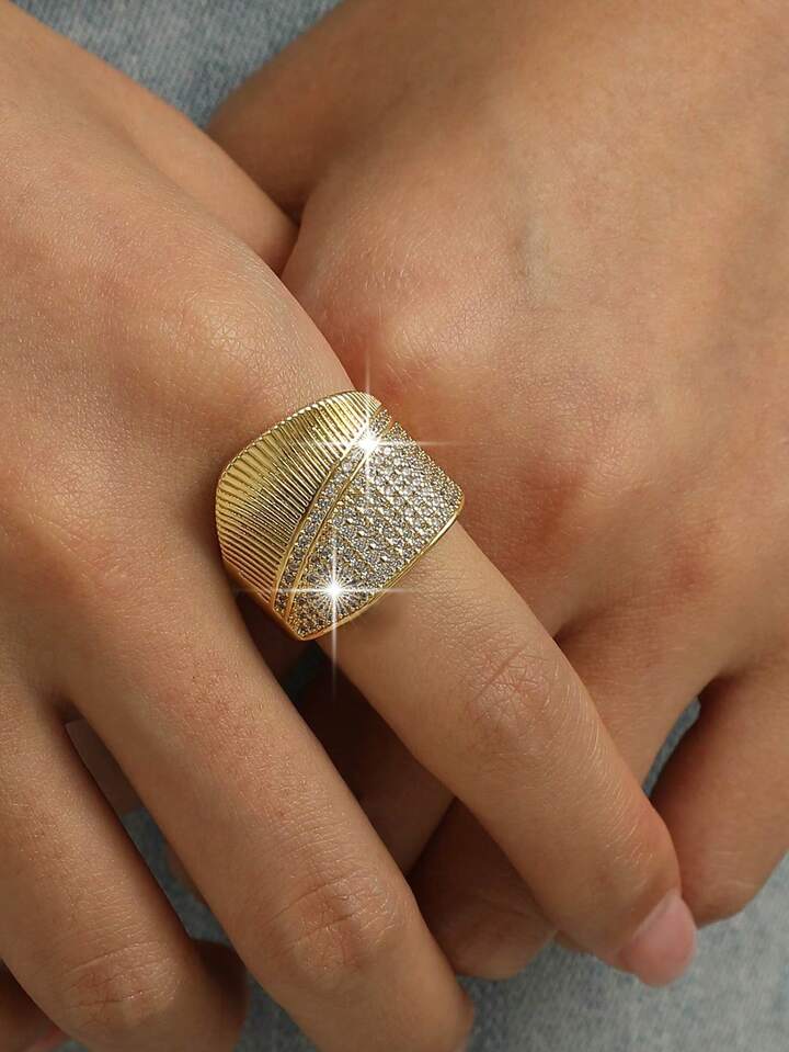 Gorgeous Geometric Cubic Zirconia Adjustable Ring