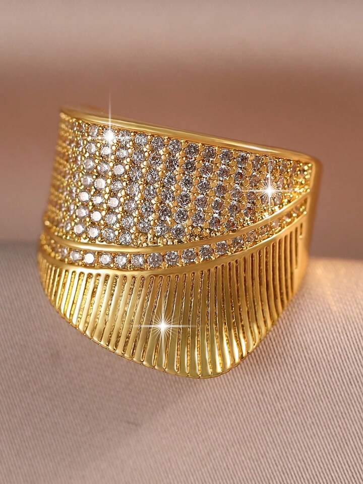 Gorgeous Geometric Cubic Zirconia Adjustable Ring