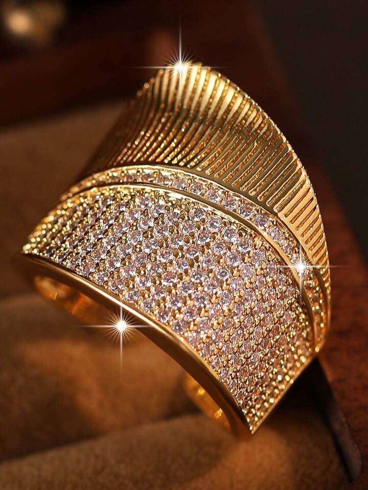 Gorgeous Geometric Cubic Zirconia Adjustable Ring