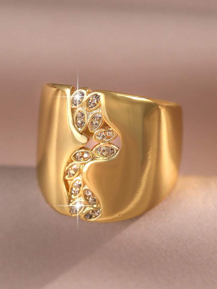 Water Drop Cubic Zirconia Gold Plated Ring