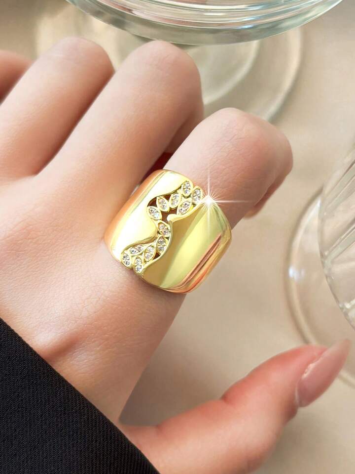 Water Drop Cubic Zirconia Gold Plated Ring