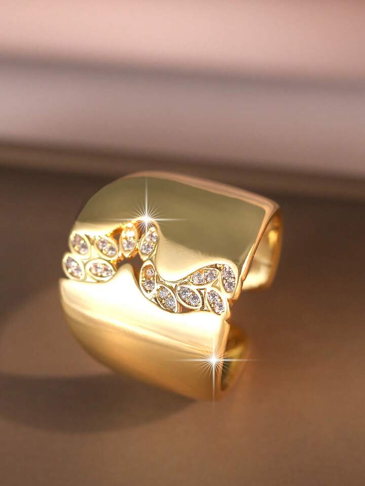 Water Drop Cubic Zirconia Gold Plated Ring