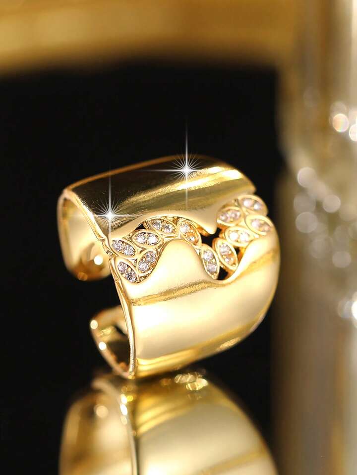 Water Drop Cubic Zirconia Gold Plated Ring