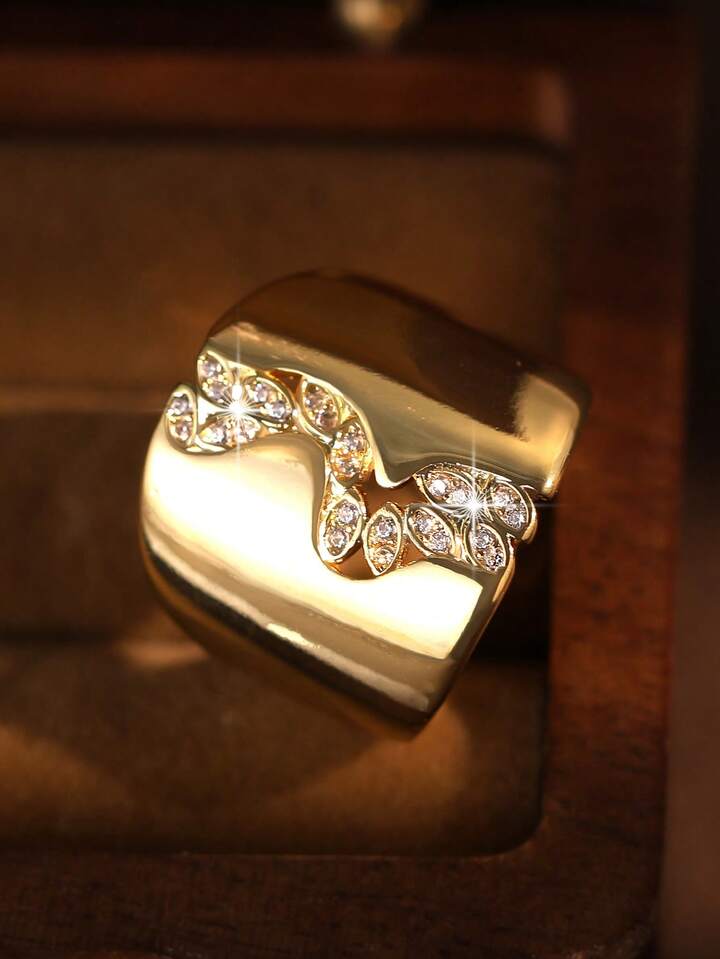 Water Drop Cubic Zirconia Gold Plated Ring