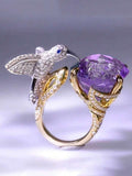 Fashion Cubic Zirconia Ring Beautiful Bird and Diamond Design