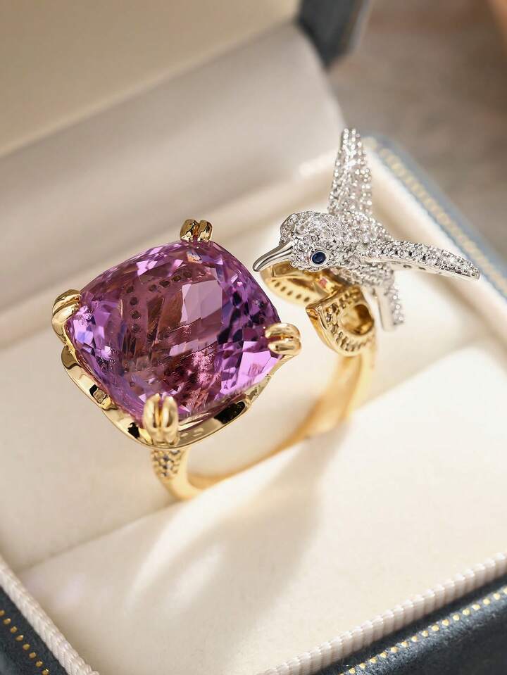 Fashion Cubic Zirconia Ring Beautiful Bird and Diamond Design