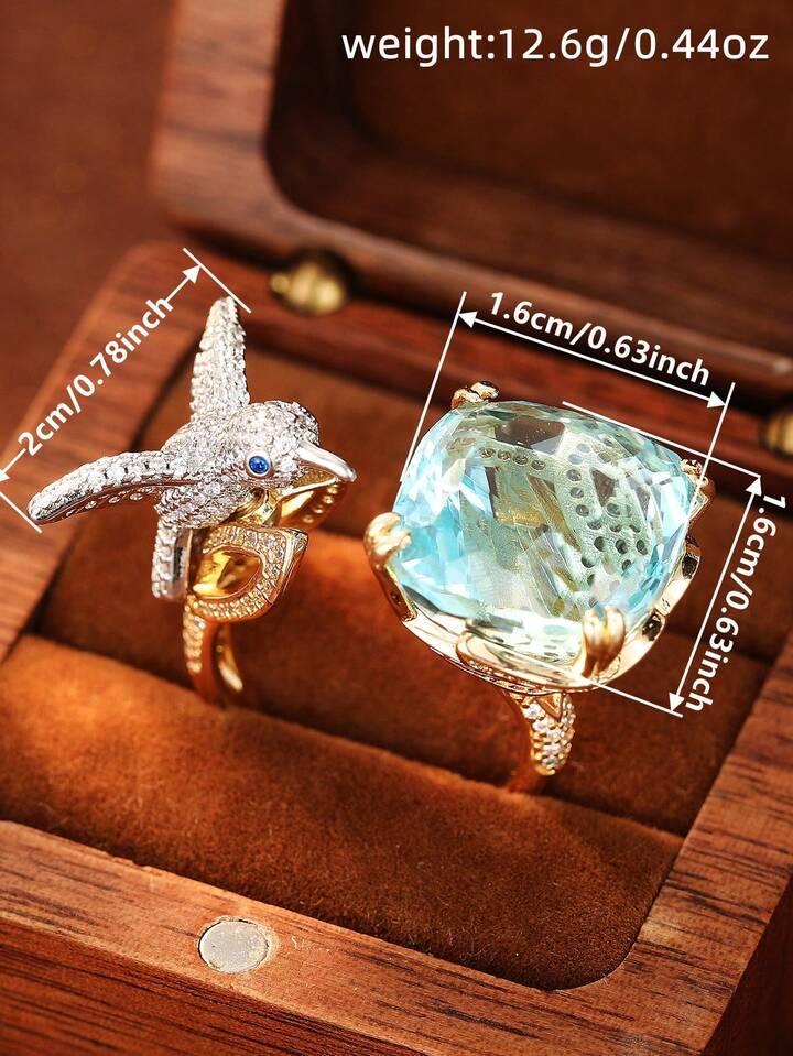 Fashion Cubic Zirconia Ring Beautiful Bird and Diamond Design