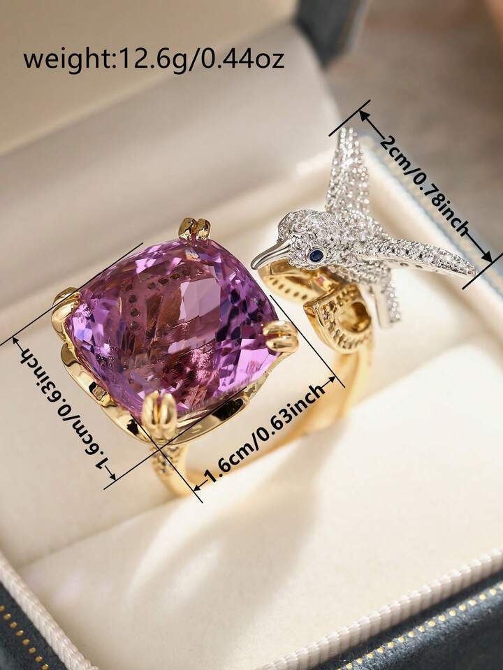 Fashion Cubic Zirconia Ring Beautiful Bird and Diamond Design