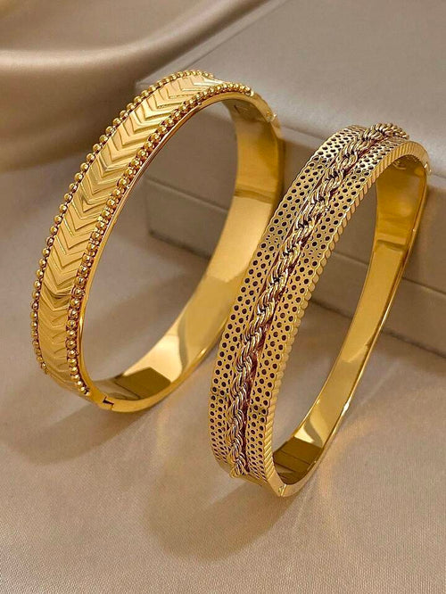 18K Gold Plated Vintage Woven Twist Bracelet Set