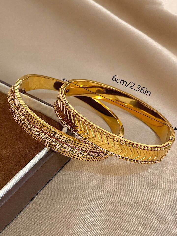 18K Gold Plated Vintage Woven Twist Bracelet Set