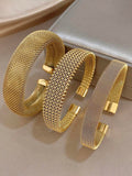 Open Chunky Bangle 3 Bracelet Set Wide Cuff Jewelry