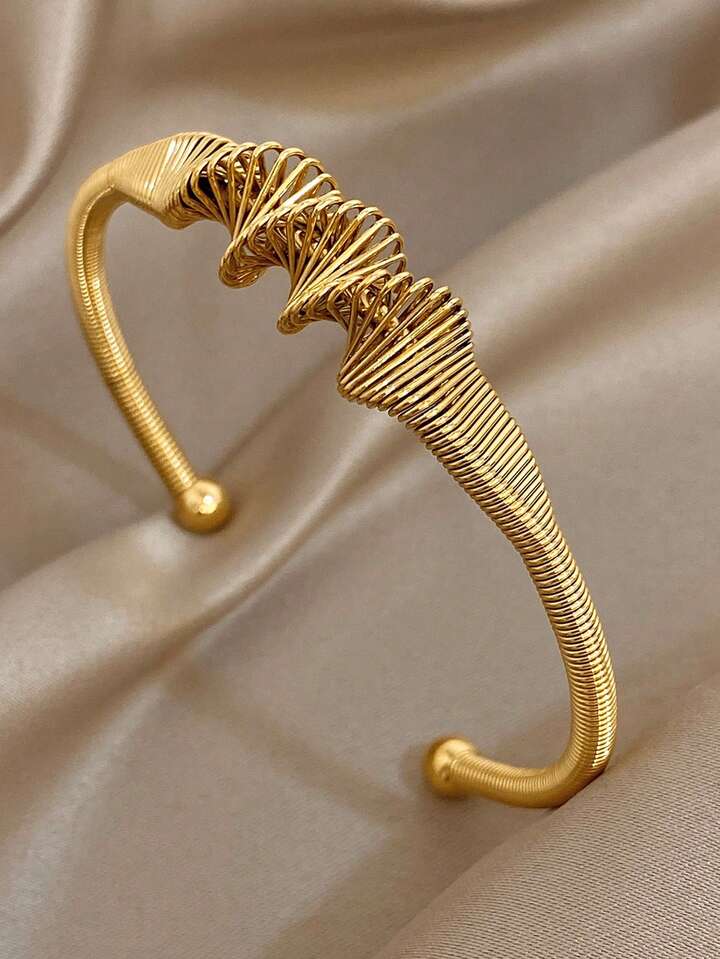 18K Gold Plated Vintage Weave Mesh Bangle Bracelet Set