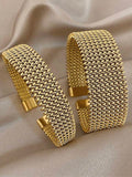 18K Gold Plated Braided Texture Bangle Bracelet Set