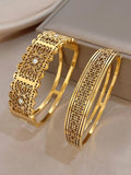 18K Gold Plated Vintage Filigree Floral Bracelet Set